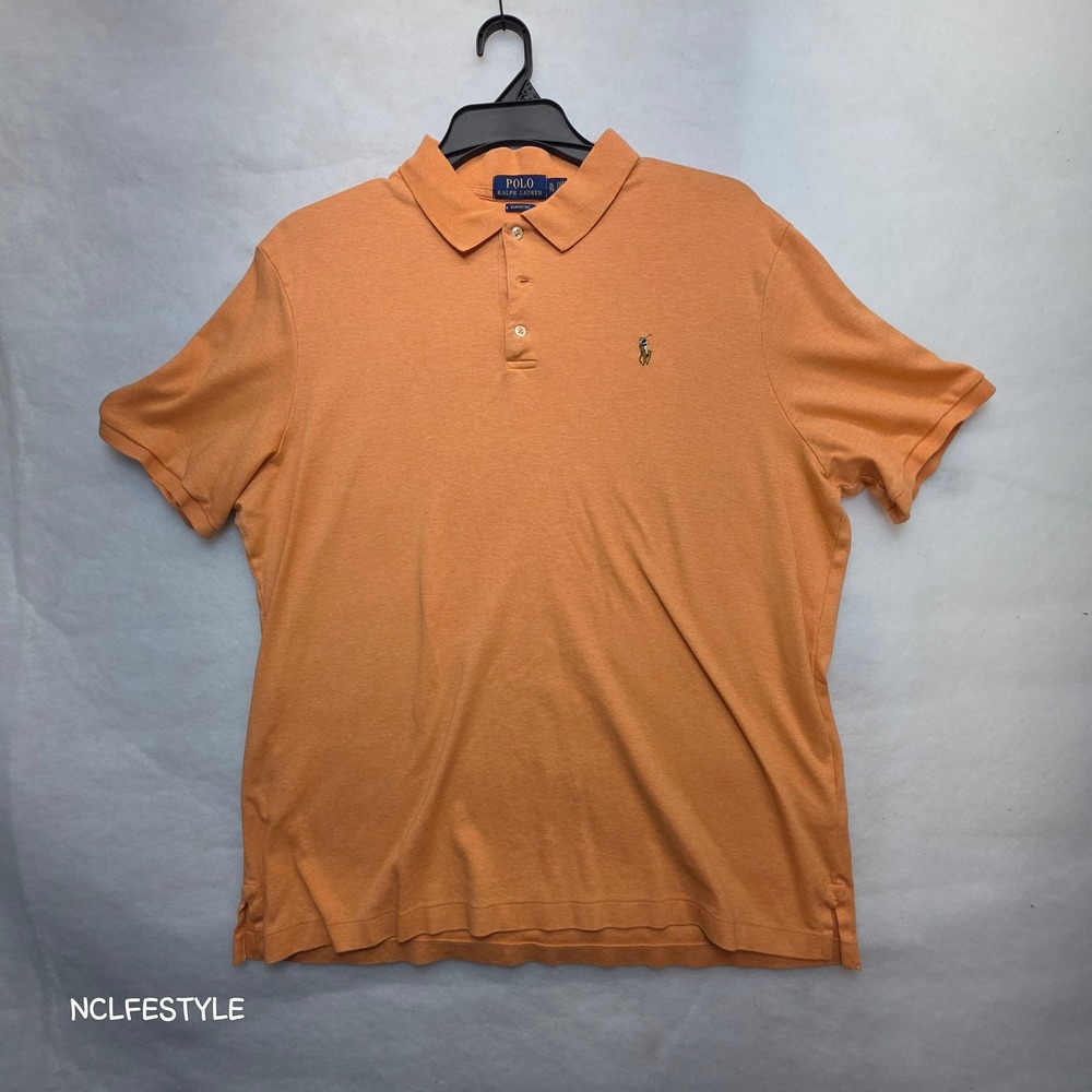 Polo Ralph Lauren Mens XL Classic Fit Short Sleeve Cotton Polo Shirt Orange